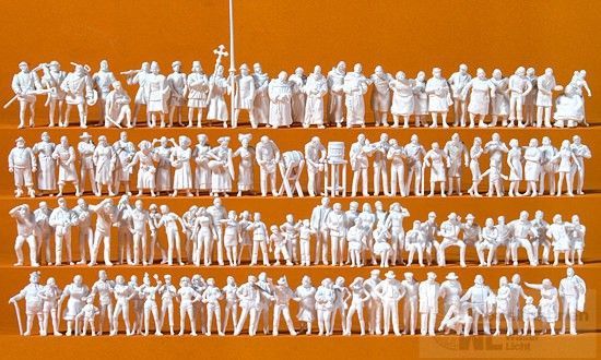 Preiser 16359 - Mittelaltermarkt 125 Figuren unbemalt H0 1:87