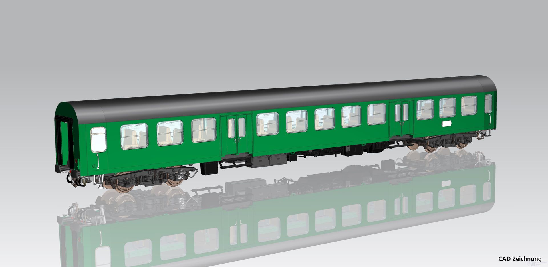 Piko 28001 - Mitteleinstiegswagen DR Ep.IV 2.Kl. Grün / graues Dach H0/GL