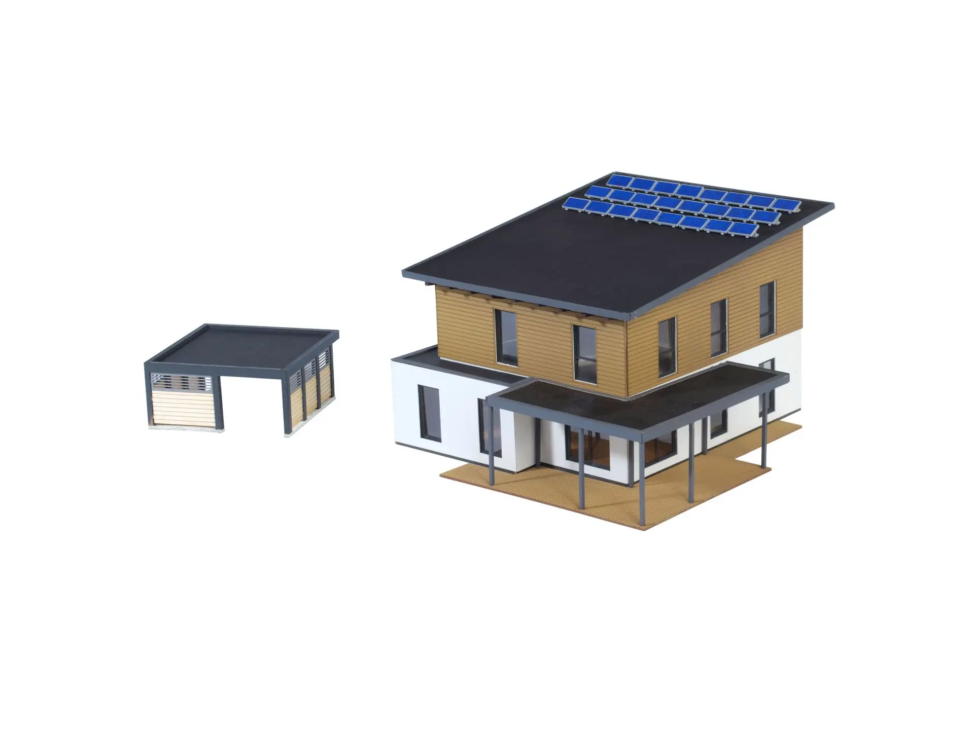 Kibri 38337 - Kubushaus Saskia mit Carport Polyplate Bausatz H0 1:87