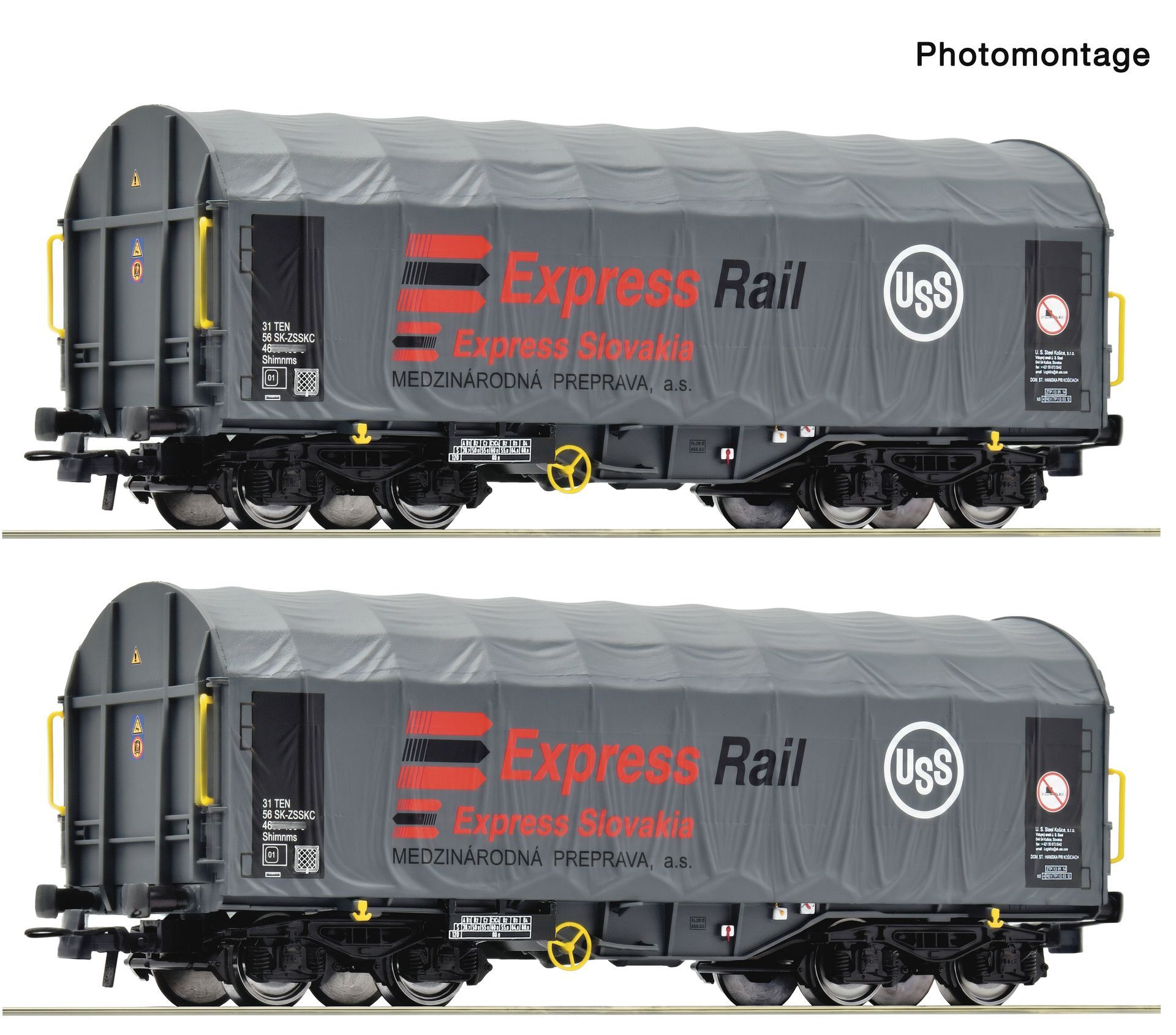 Roco 6600455 - 2er Set Schiebeplanenwagen Express Rail