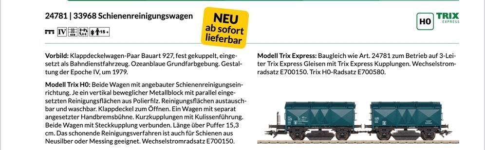 Trix 24781 - PROFI-CLUB Schienenreinigungswagen für 10 Jahre Mitgliedschaft H0/GL