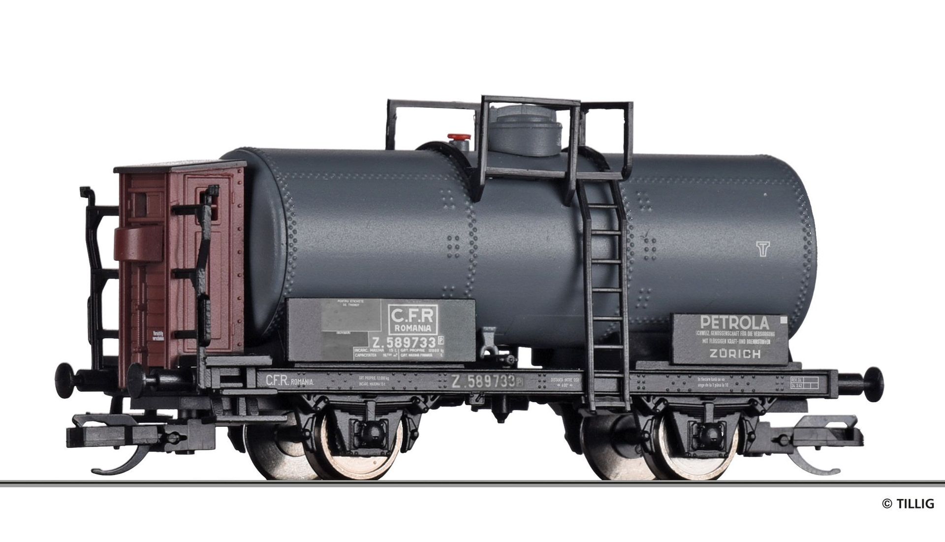 Tillig 95872 - Kesselwagen CFR Ep.II Petrola Zürich TT 1:120, Tillig 95872 - Kesselwagen CFR Ep.II Petrola Zürich TT 1:120,