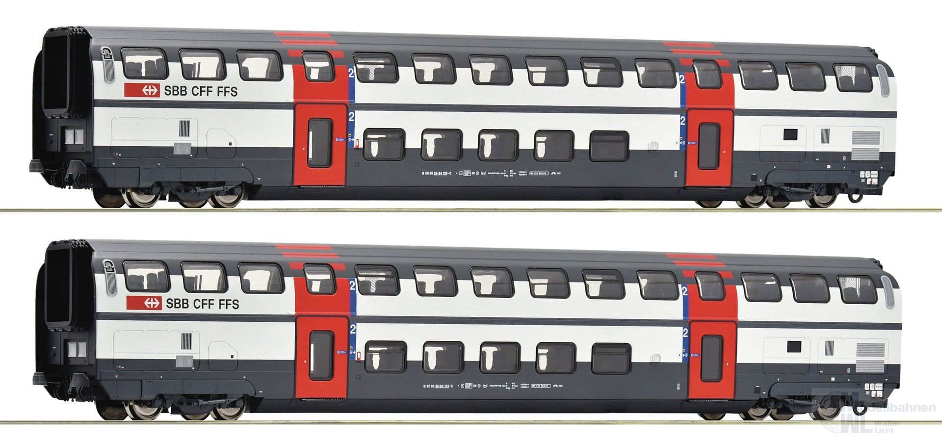 Roco 6200216 - Doppelstockwagen Set SBB Ep.V/VI 2.Kl. 2.tlg. H0/GL