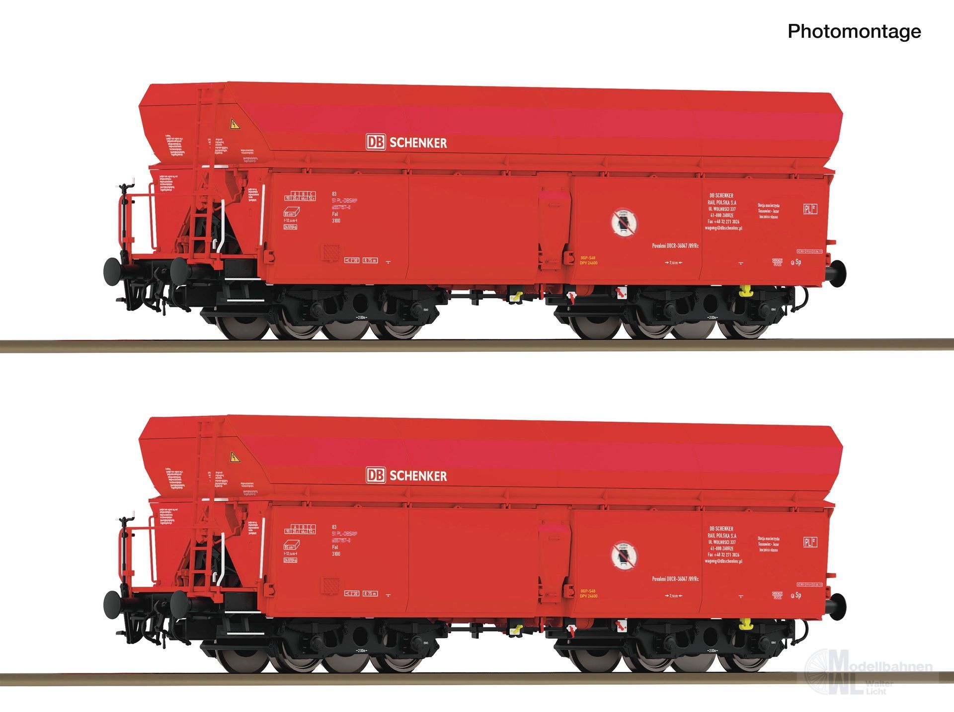Roco 6600326 - Selbstentladewagen Set DB Schenker Ep.VI 2.tlg. H0/GL