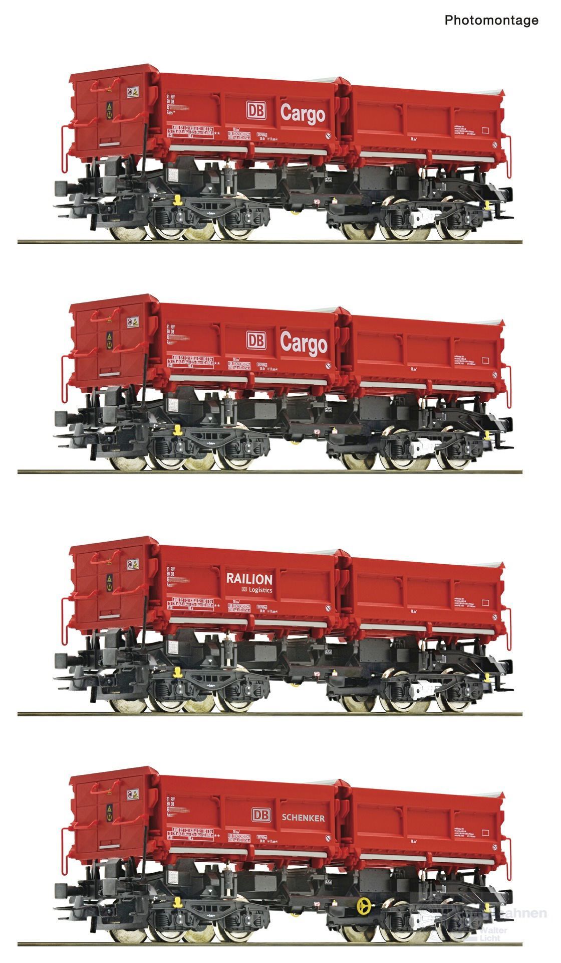 Roco 6600202 - Muldenkippwagen Set DB Ep.VI Fans 128 4.tlg. H0/GL Roco 6600202 - Muldenkippwagen Set DB Ep.VI Fans 128 4.tlg. H0/GL