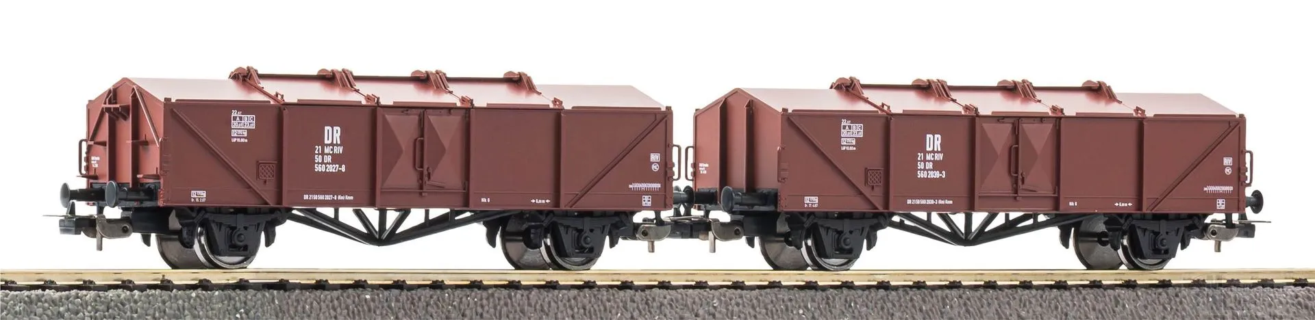 Piko 28331 - Klappdeckelwagen Set DR Ep.IV Kmm ohne Bühne 2.tlg. H0/GL