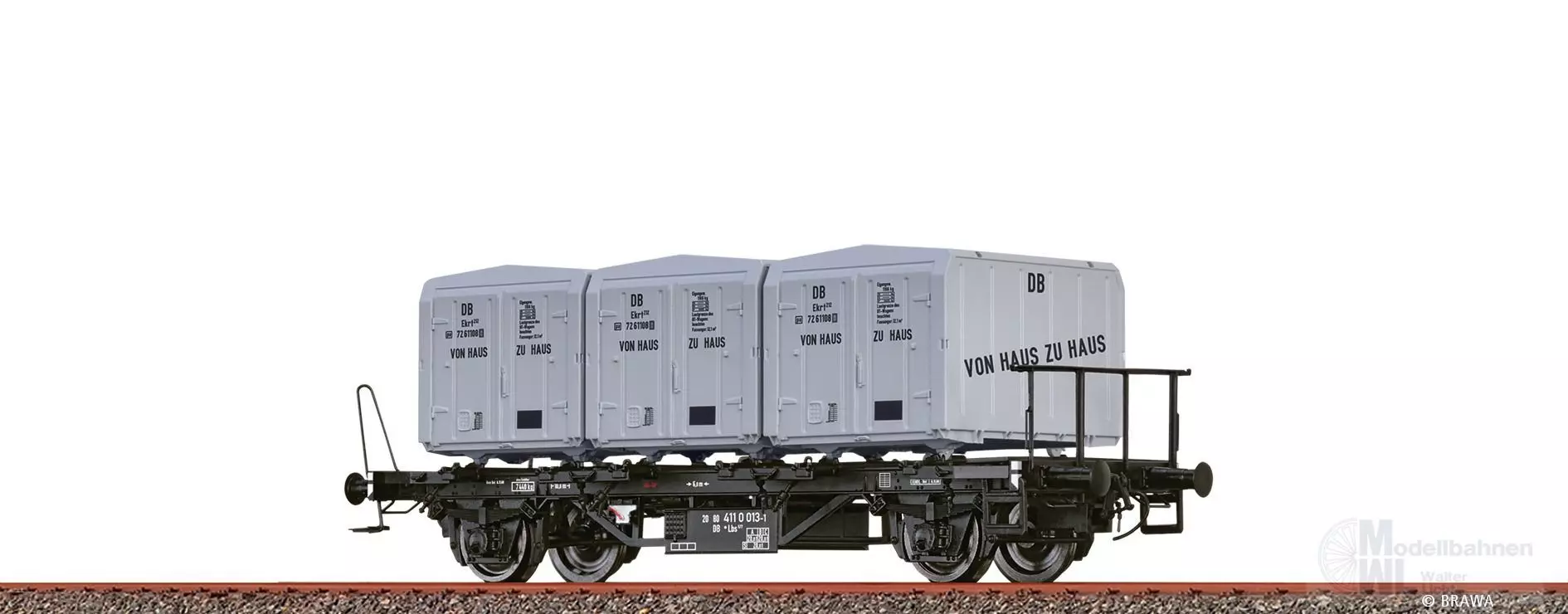 Brawa 50600 - Behältertragwagen DB Ep.IV Lbs 577 mit Ekrt 212 Von Haus zu Haus H0/GL