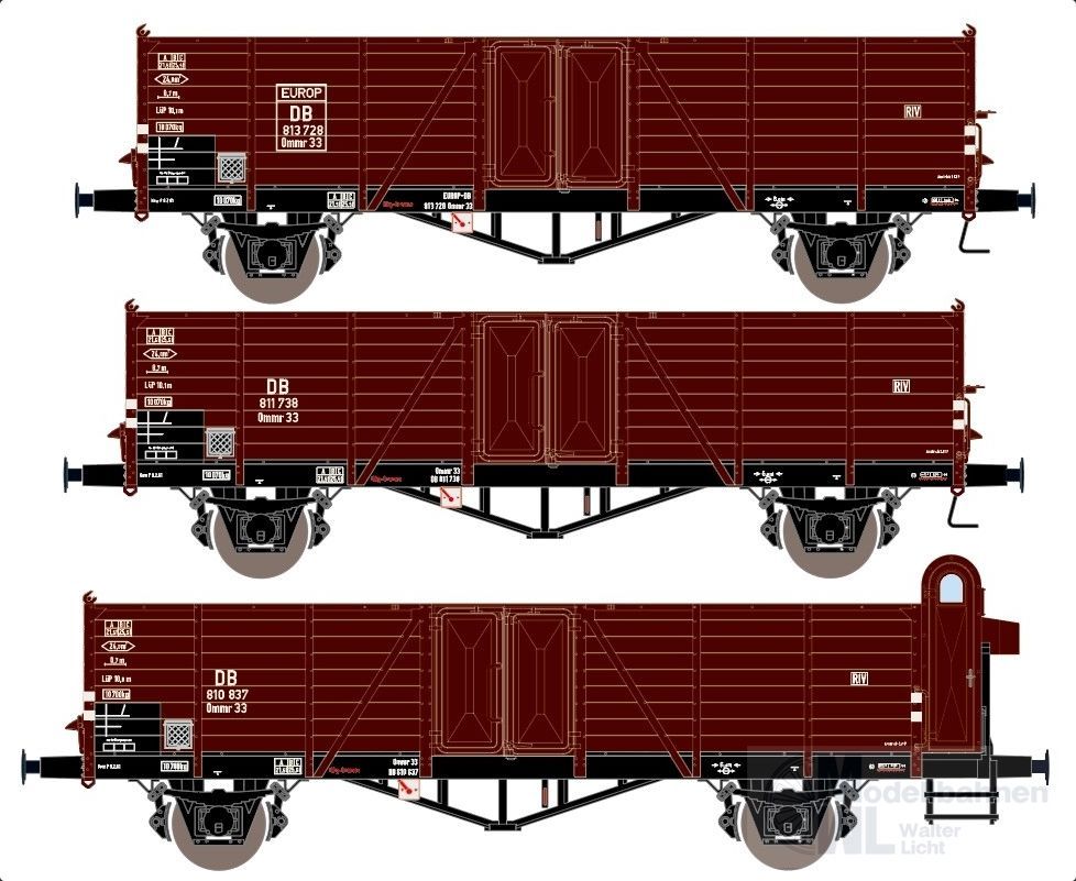 Exact Train 20151 - Güterwagen Set offen DB Ep.III Villach 3.tlg. H0/GL