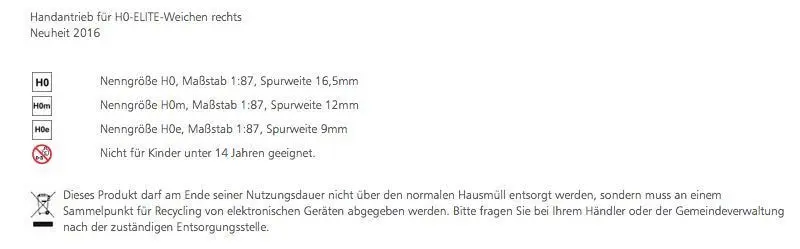 Tillig 85532 - Handantrieb für H0-ELITE-Weiche rechts H0/GL