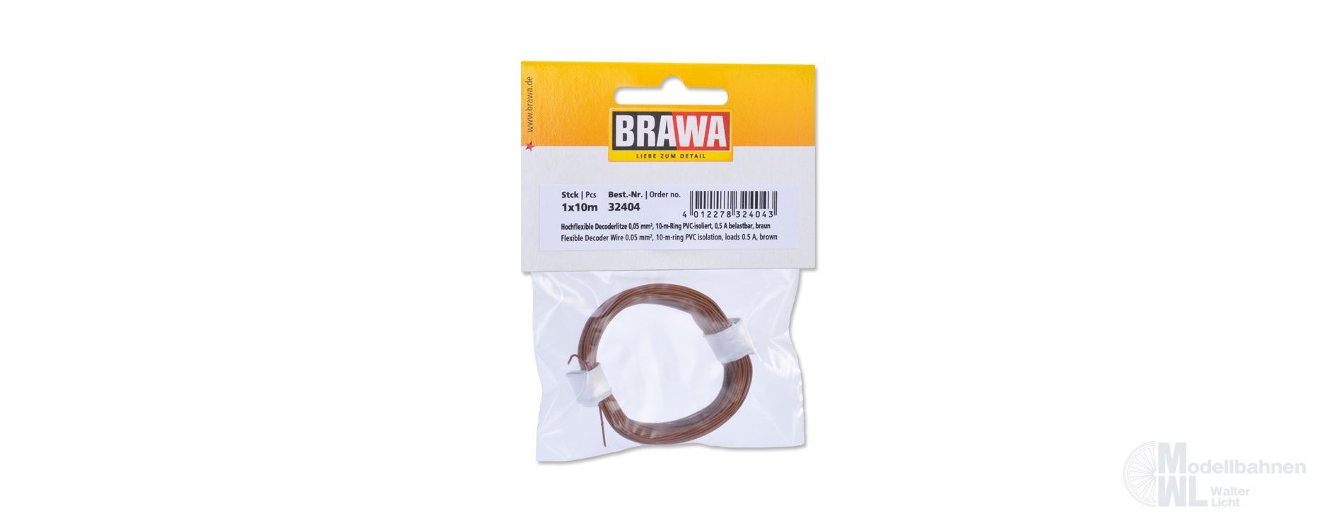 Brawa 32404 - Decoderlitze 0,05mm² braun 10 Meter Brawa 32404 - Decoderlitze 0,05mm² braun 10 Meter