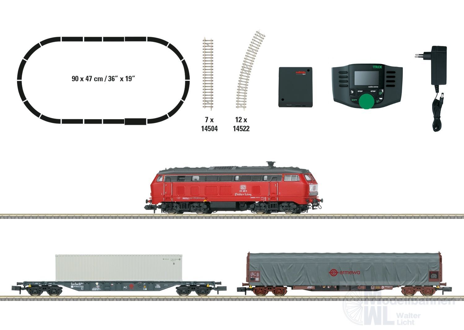 Trix 11161 - Startpackung Güterzug Diesellok BR 218 402-3 Railsystems N 1:160 Digital