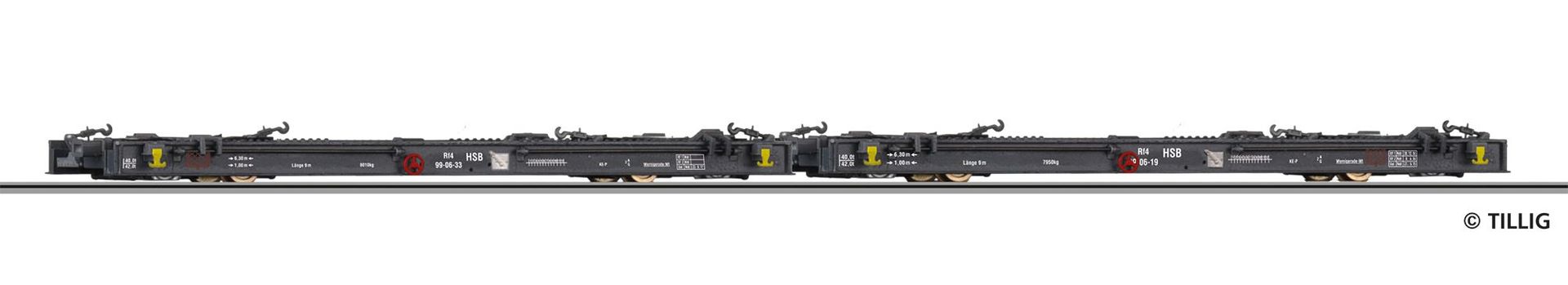 Tillig 15974 - Güterwagenset Rollwagen HSB H0m