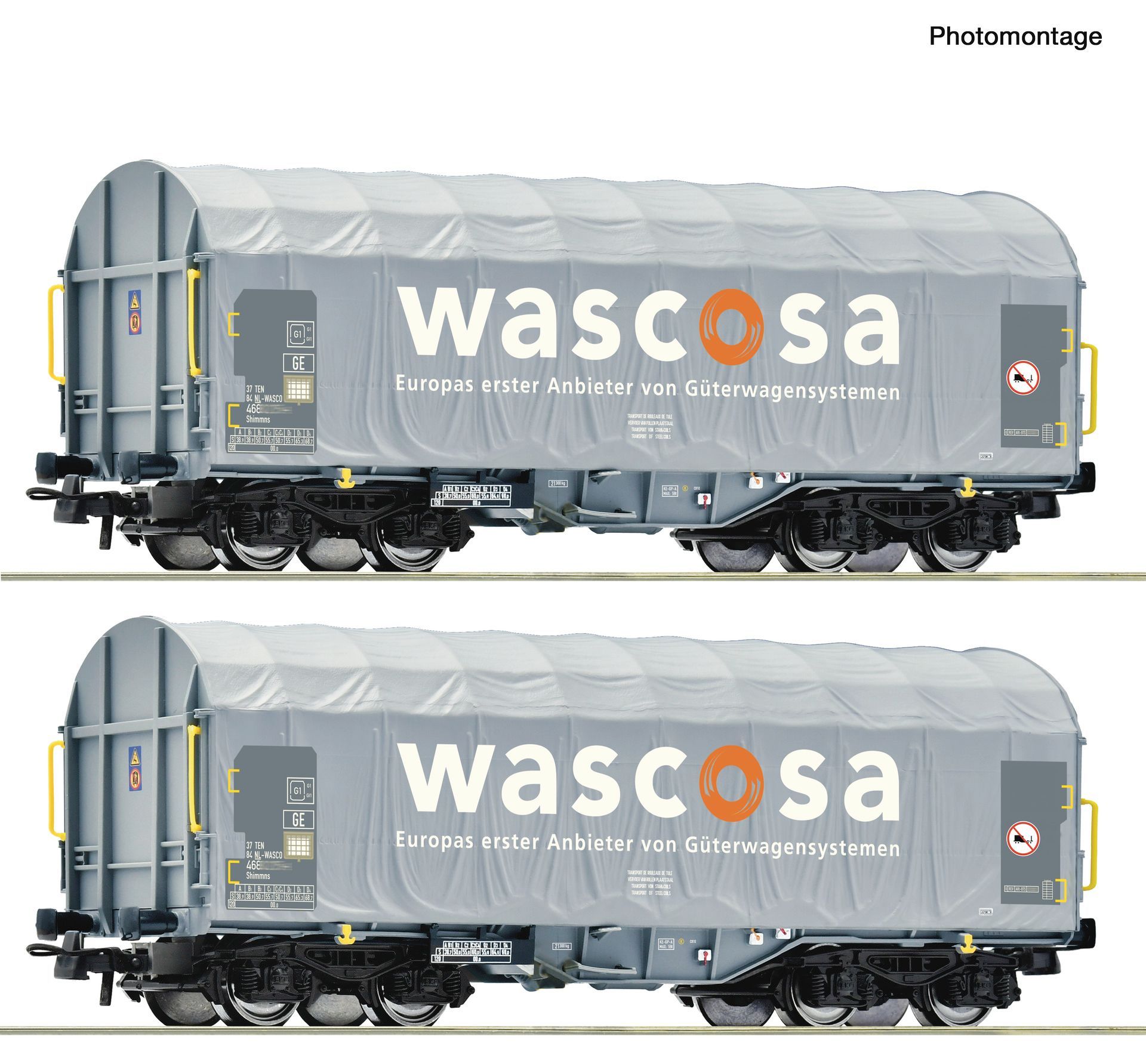 Roco 6600389 - 2er Set Schiebeplanenwagen Wascosa