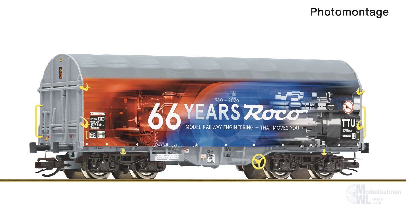Roco 6680064 - Schiebeplanenwagen 66 Jahre ROCO TT 1:120