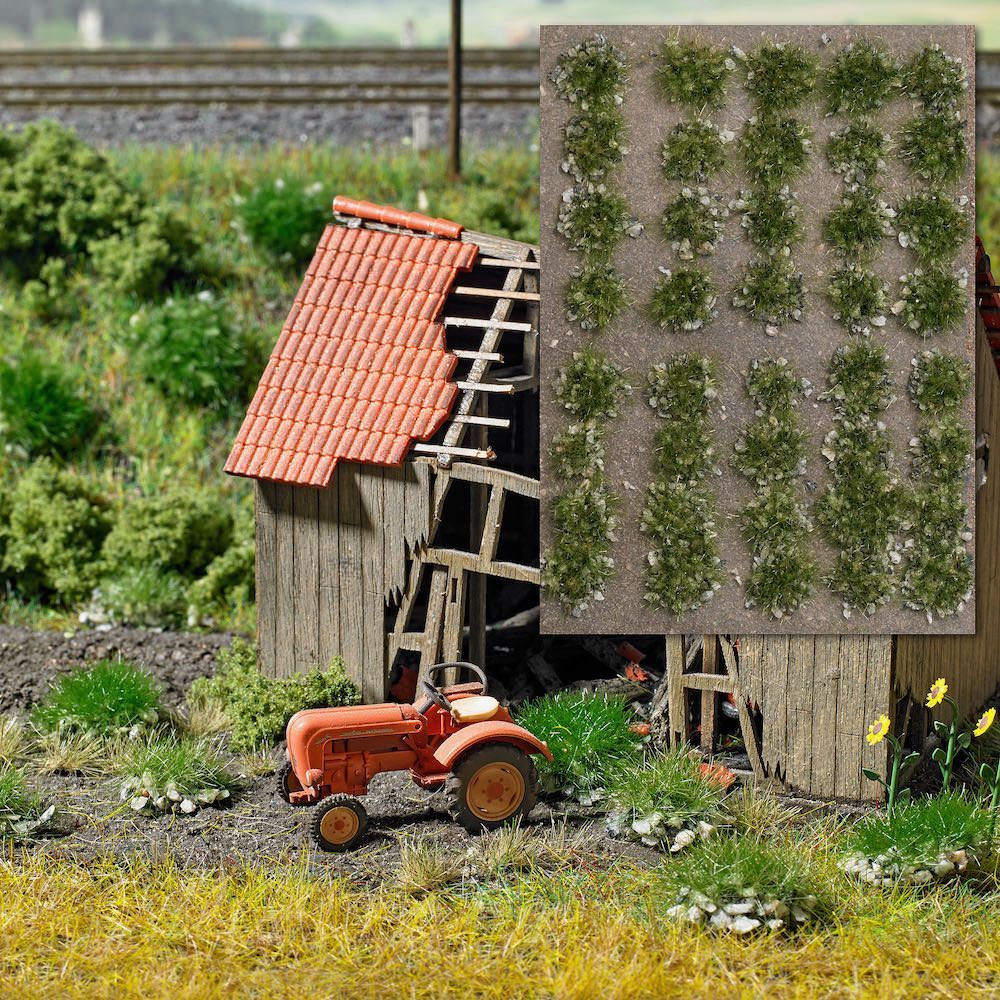 Busch 3553 - Grasbüschel mit Steinen Spätsommer H0 1:87