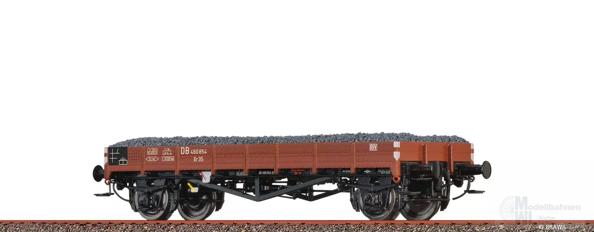 Brawa 49358 - Flachwagen DB Ep.III Xr35 mit Ladegut Schotter 460 854 0/GL