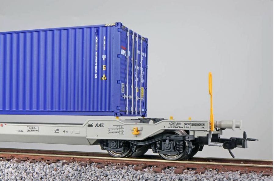 ESU 36549 - Taschenwagen Sdggmrs RN Ep.VI Container CMAU530686 / MRKU736806 H0/GL