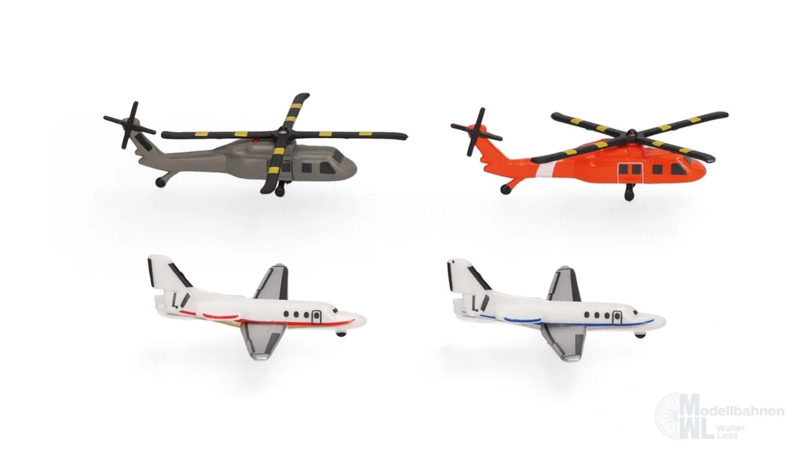 Herpa 535939-001 - Helicopter & Bizjet set (2+2) 1:500