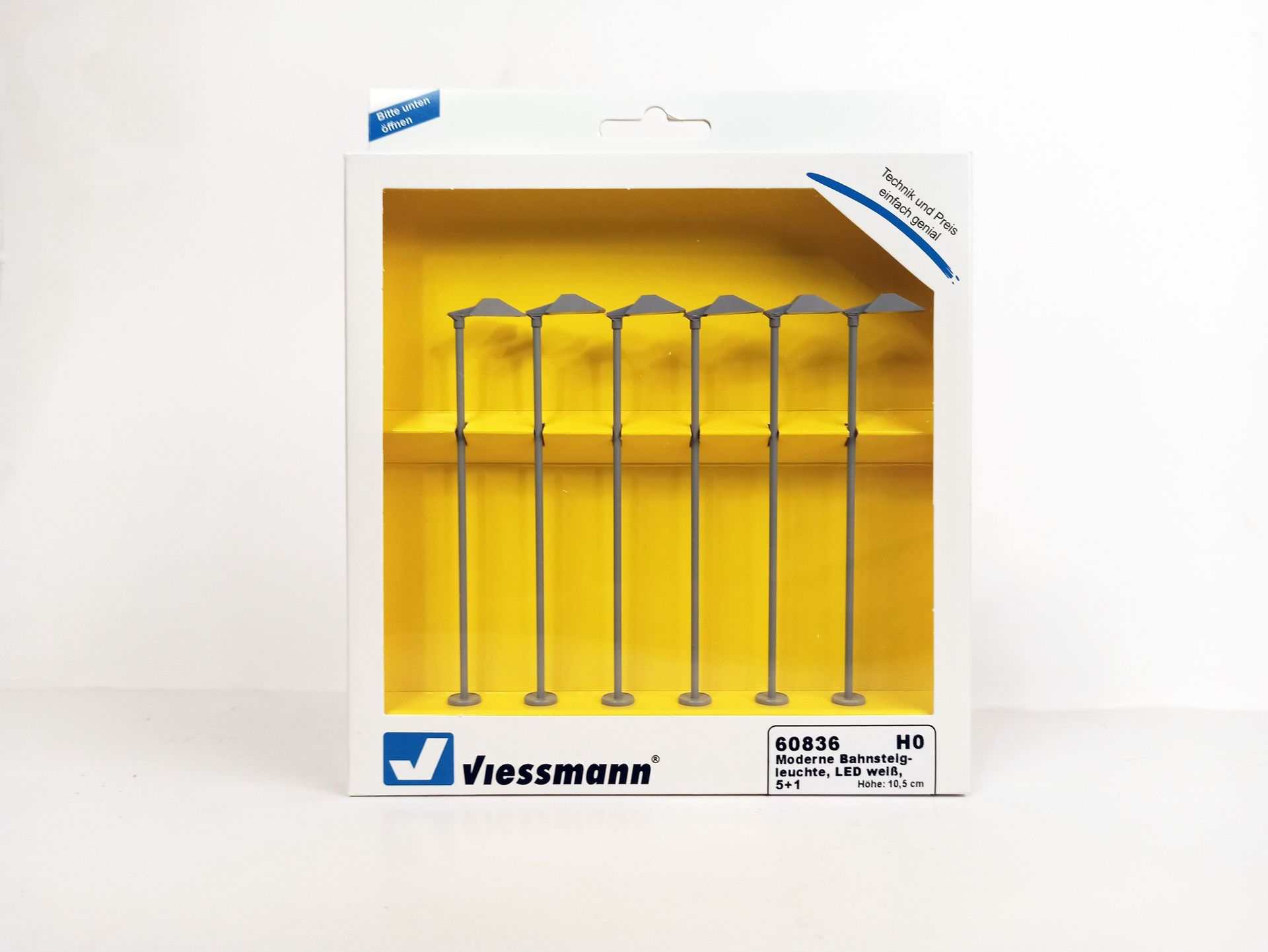 Viessmann 6083-6 - Moderne Bahnsteigleuchte LED weiß 5 +1 Stück H0 1:87