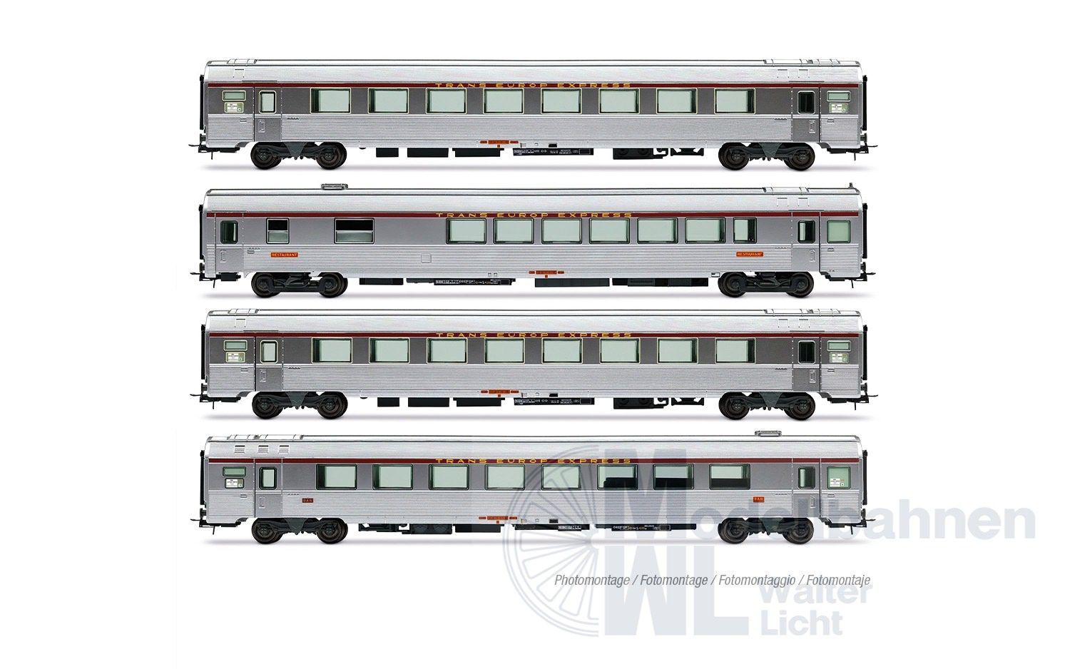 Jouef 4205 - Personenwagen Set SNCF Ep.IV TEE Mistral 69 4.tlg. Jules Verne H0/GL Jouef 4205 - Personenwagen Set SNCF Ep.IV TEE Mistral 69 4.tlg. Jules Verne H0/GL
