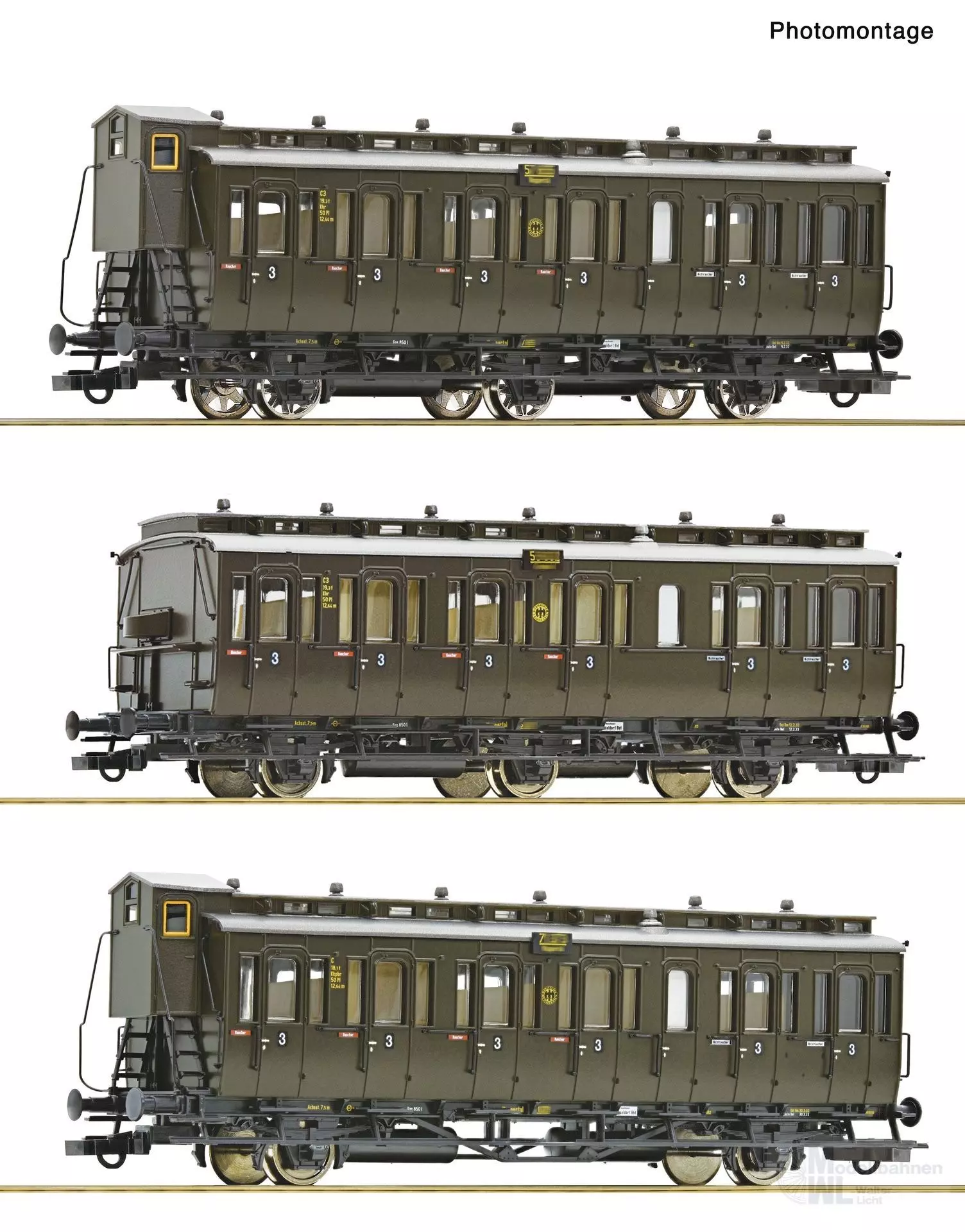 Roco 6200254 - Abteilwagen Set DRG Ep.II 3.tlg. H0/GL