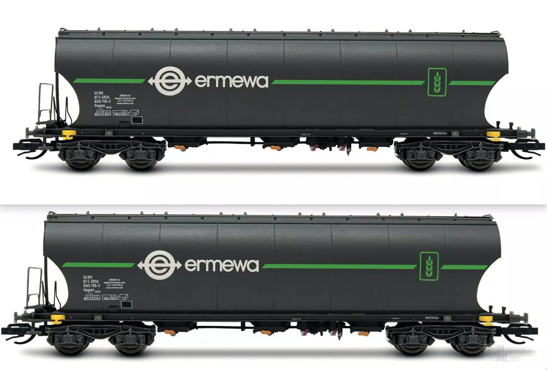 Arnold 9764 - Getreidesilowagen Set F-ERSA Ep.VI ermewa 2.tlg. TT 1:120