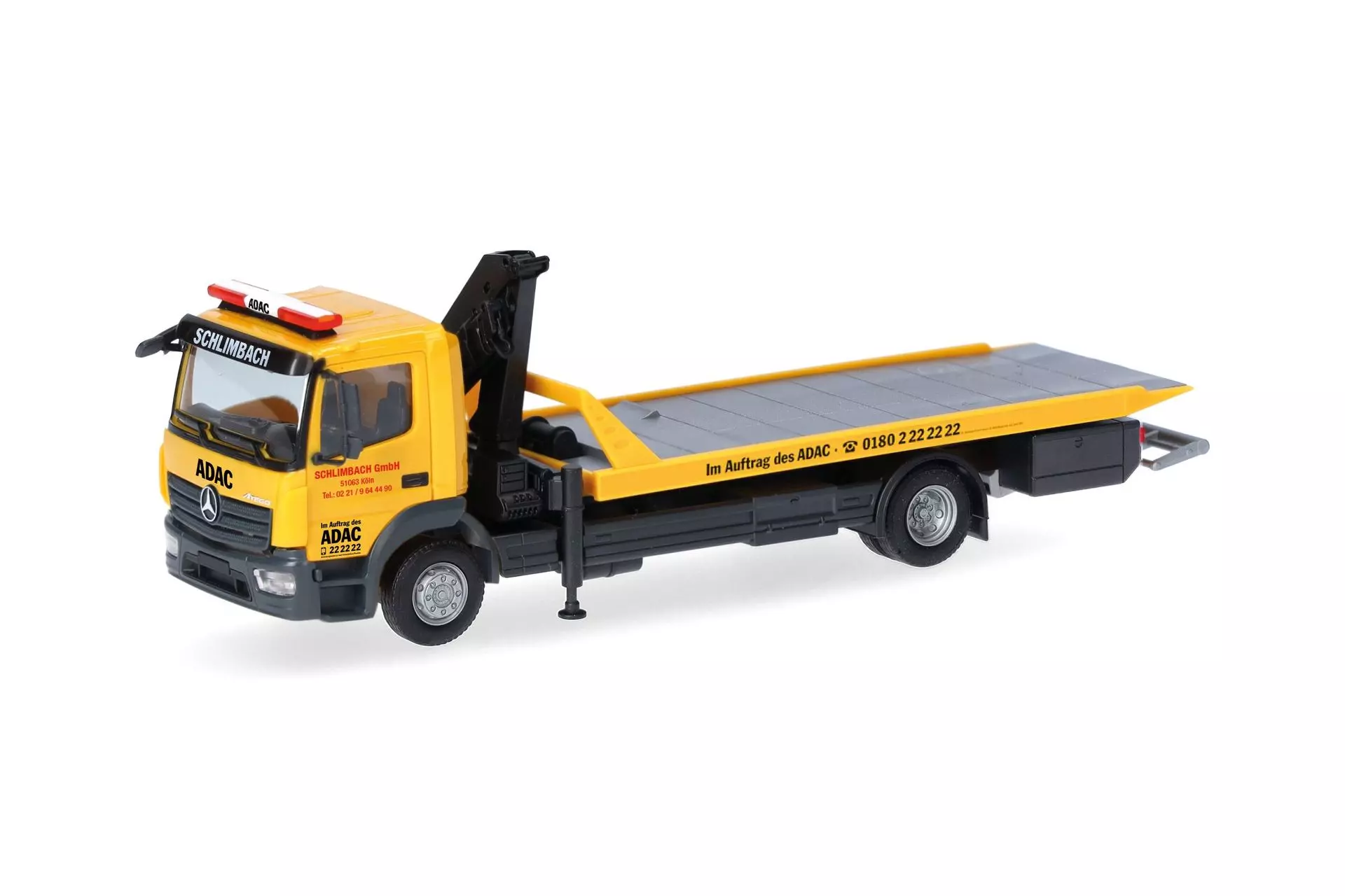 Herpa 321273 - Mercedes-Benz Atego 13 Plateau-Abschlepp-LKW ADAC H0 1:87