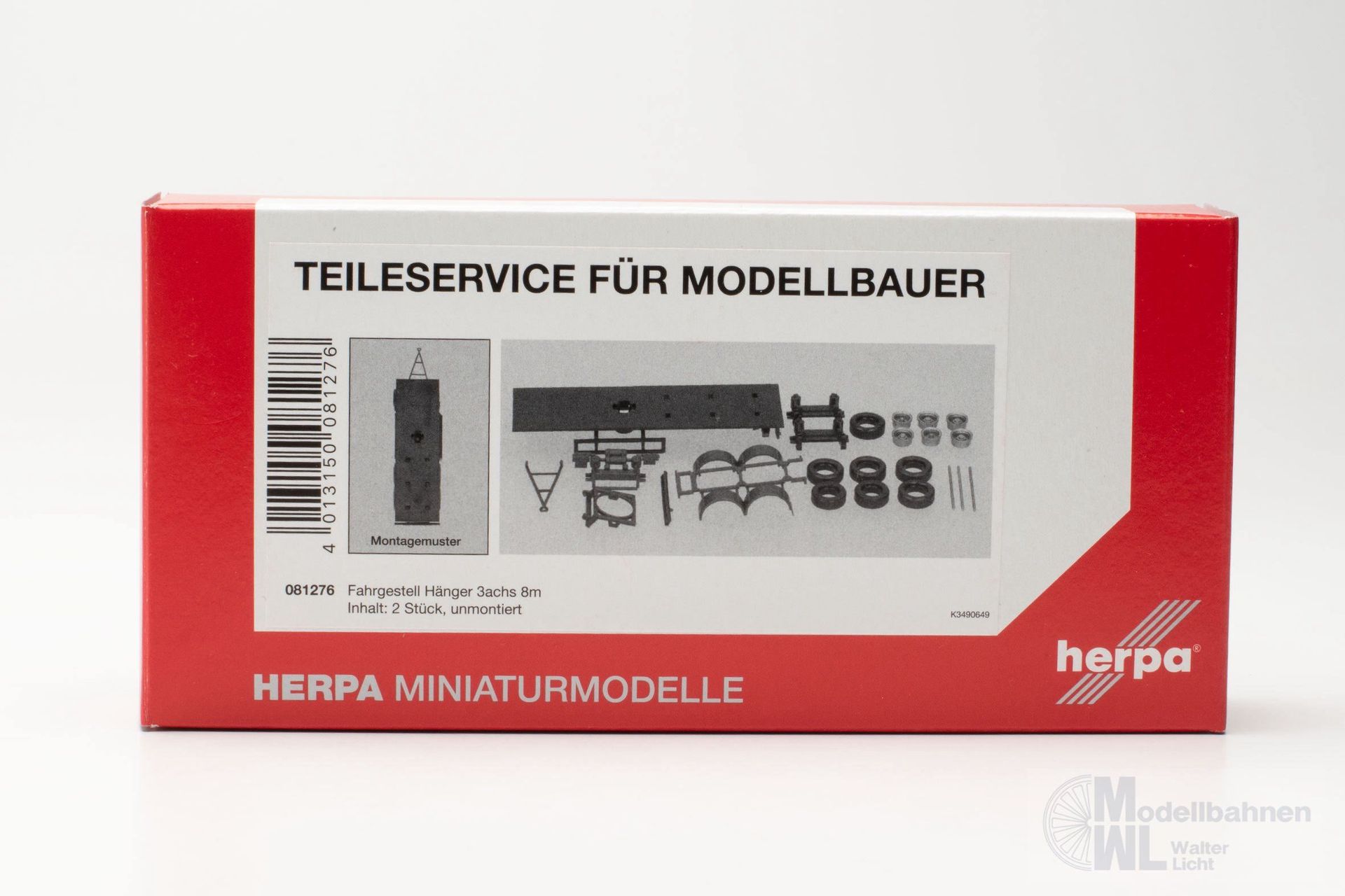 Herpa 081276 - Teileservice Fahrgestell Hänger 3achs 8m 2 Stück H0 1:87