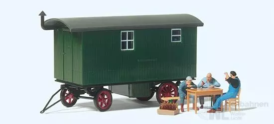 Preiser 33263 - Bauarbeiter in der Pause Bauwagen Zubehör Fertigmodell H0 1:87
