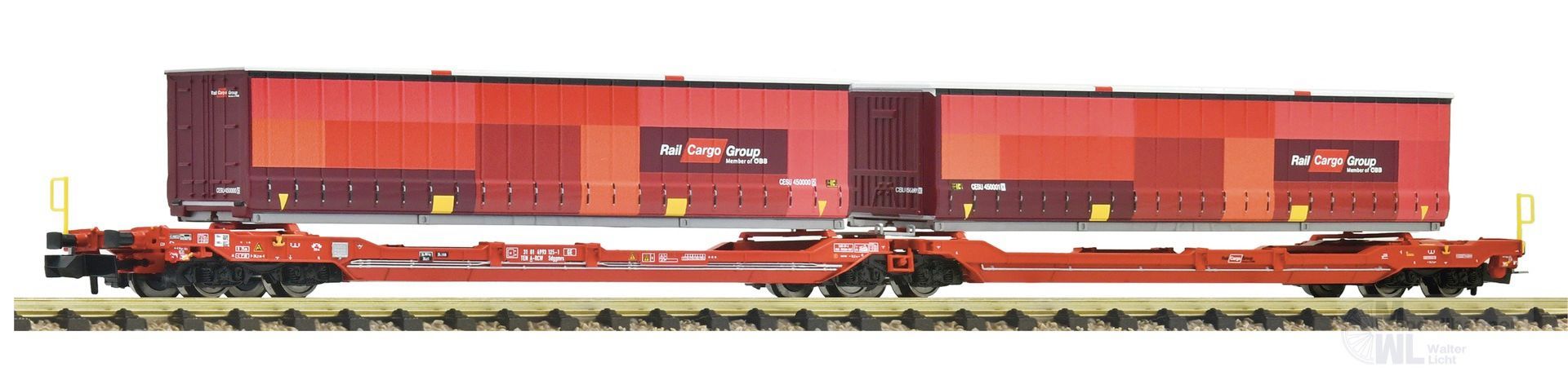 Fleischmann 6660133 - Doppeltaschenwagen ÖBB/RCW Ep.VI mit 2 Wechselbrücken N 1:160