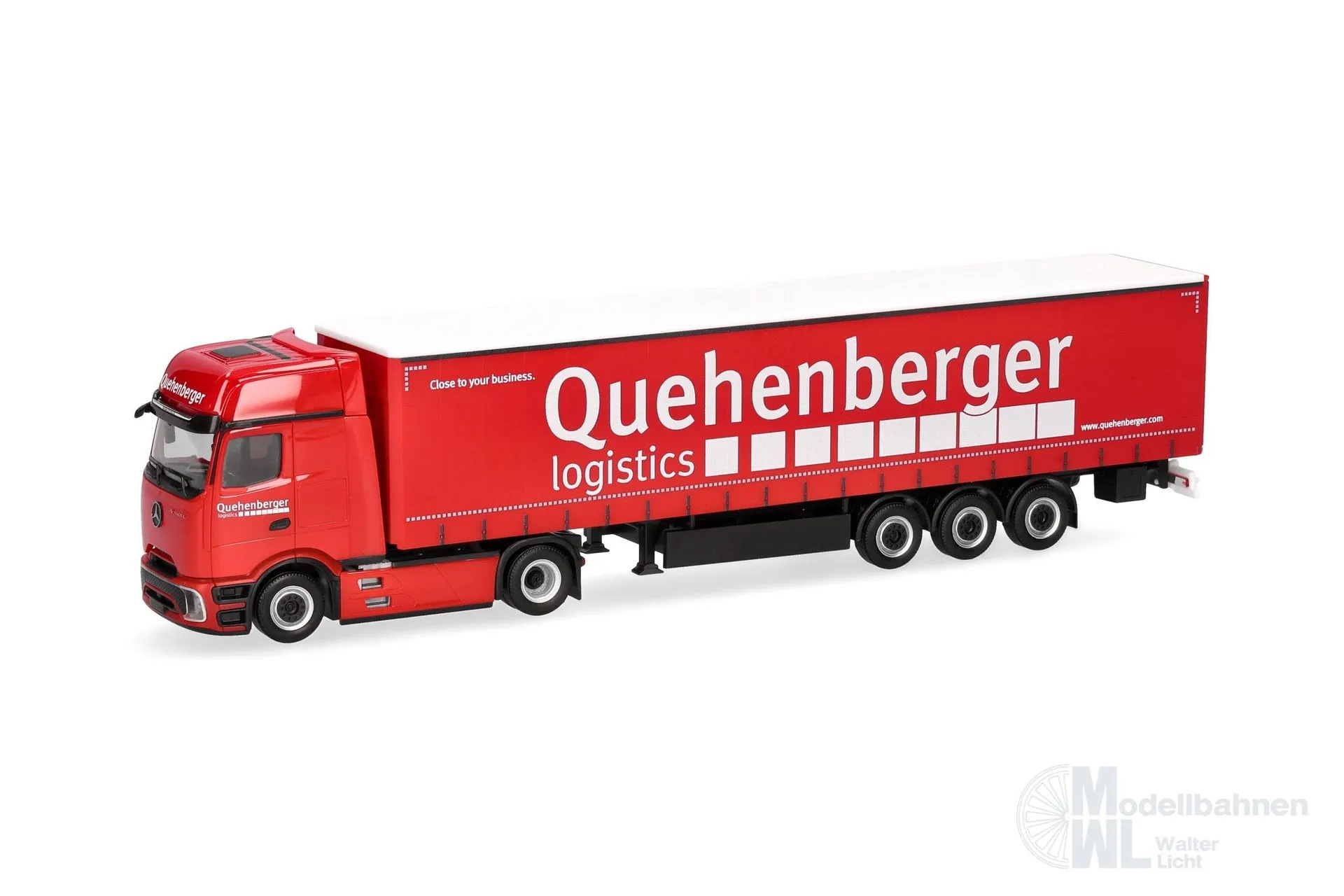 Herpa 321334 - Mercedes-Benz Actros L Gardinenplanen-Sattelzug Quehenberger H0 1:87