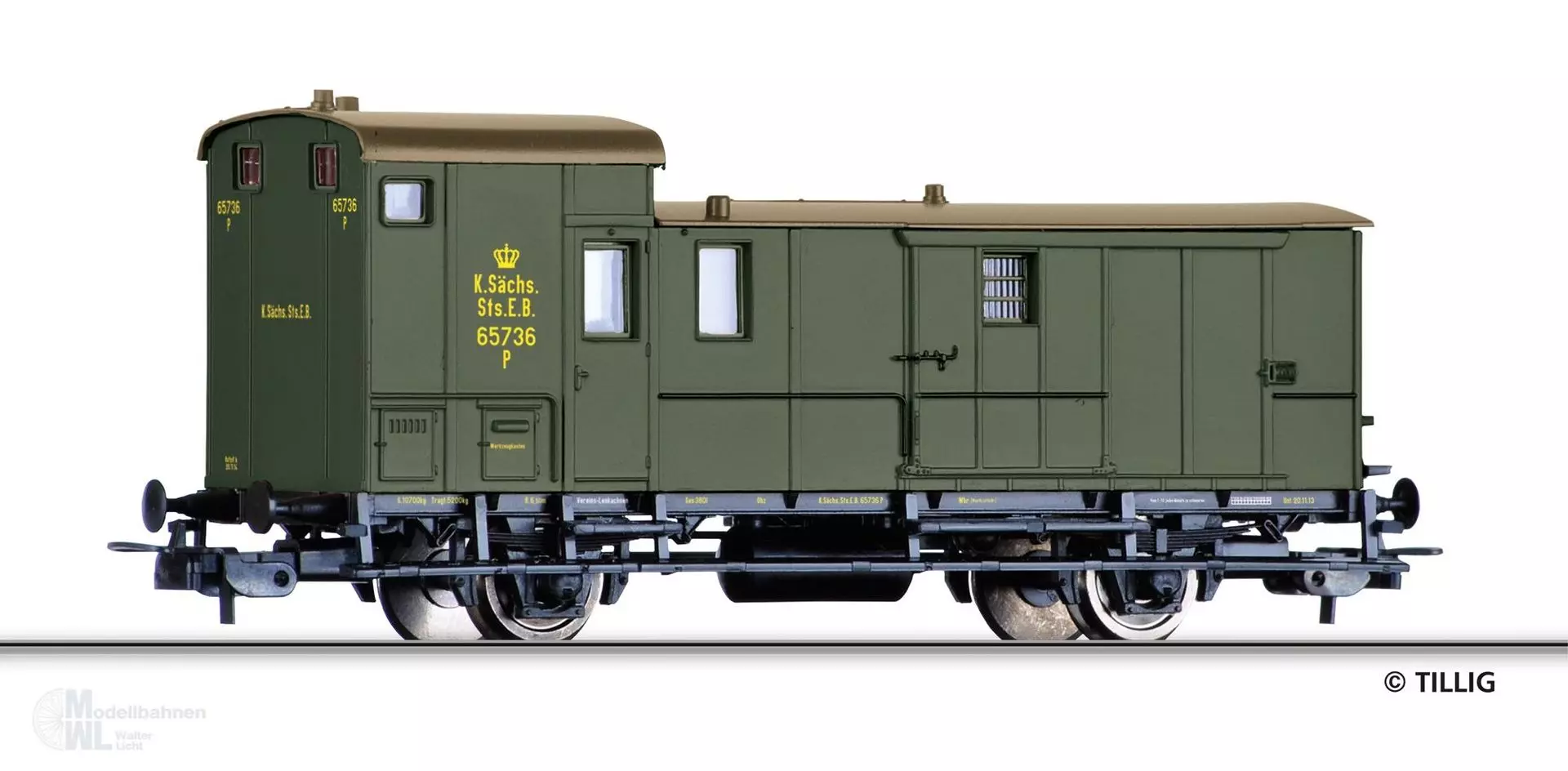 Tillig 77064 - Güterzugpackwagen K.Sächs.Sts.E.B. Ep.I H0/GL