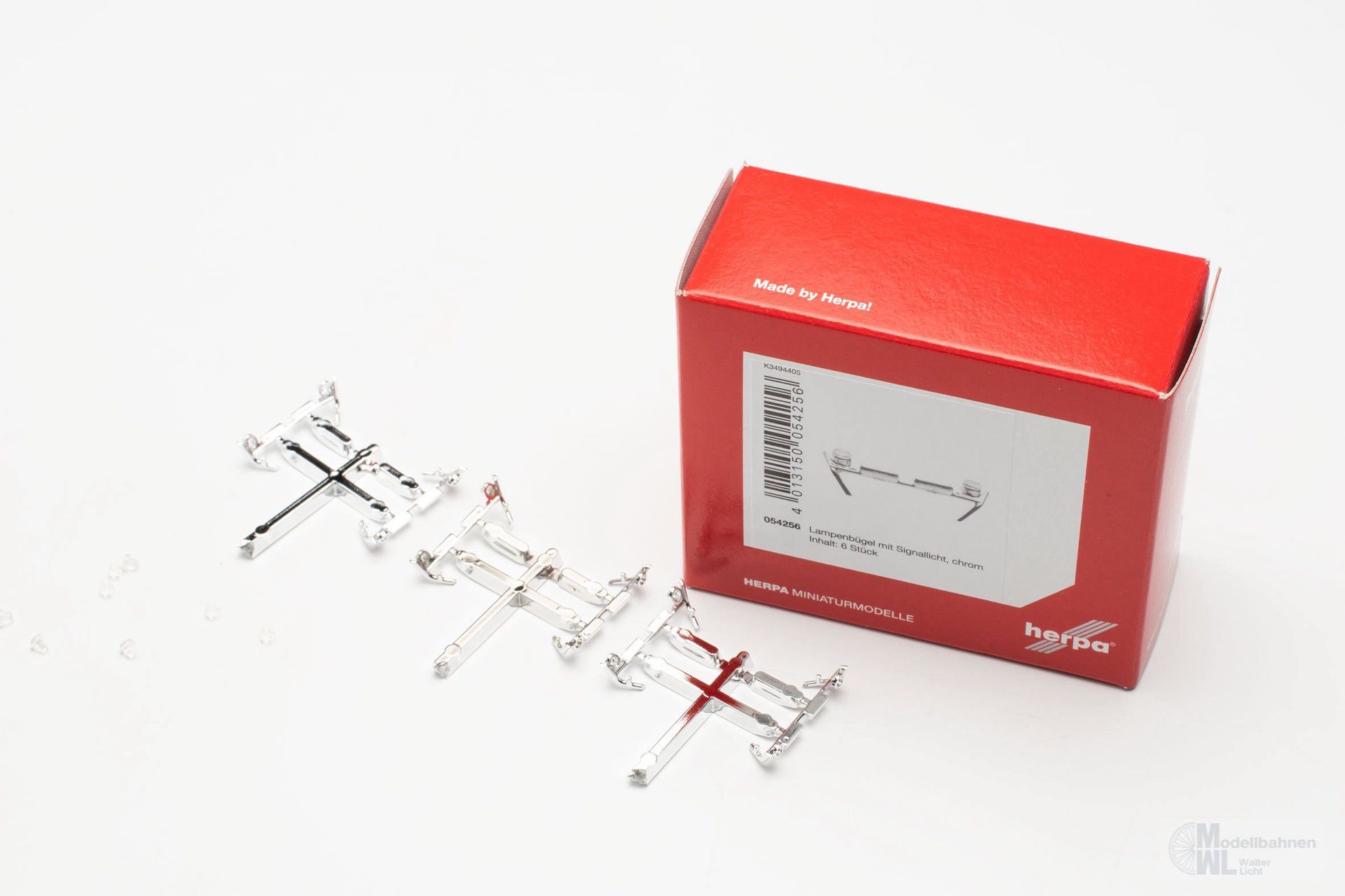 Herpa 54256 - Zub. Lampenbügel mit Signallichtern chrom (6 Stück) H0 1:87
