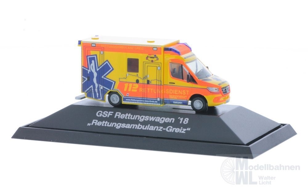 Rietze 76175 - Mercedes-Benz GSF RTW ´18 Rettungsambulanz Greiz H0 1:87