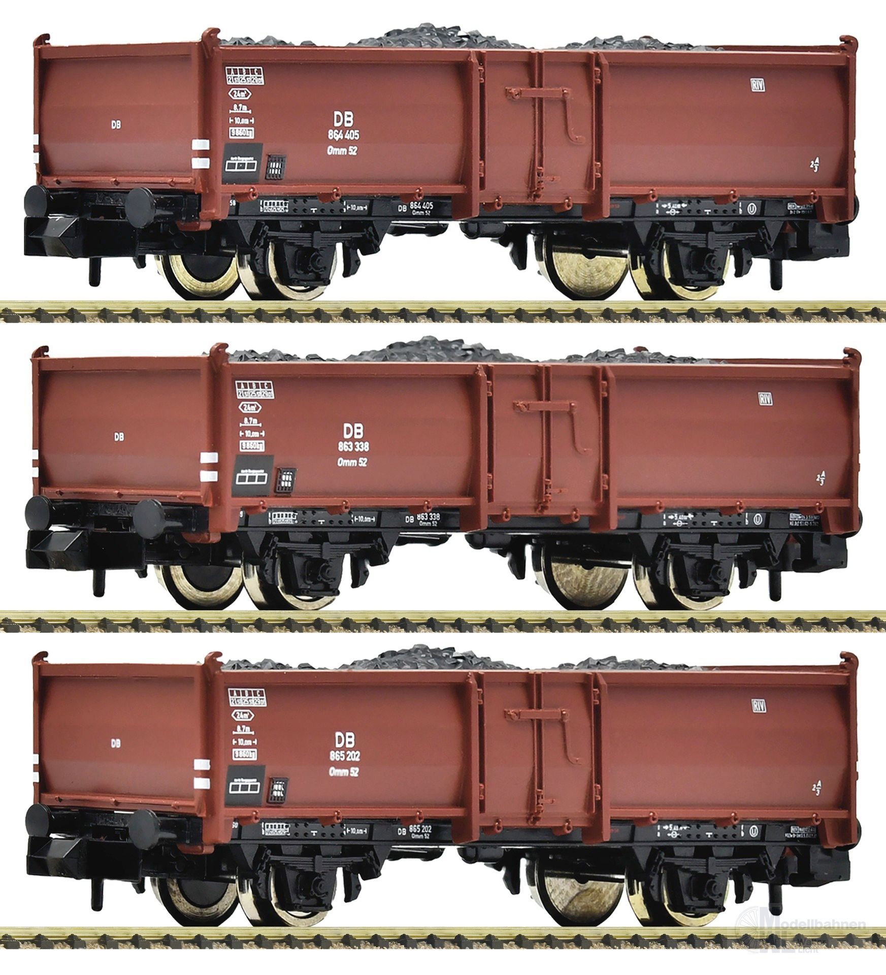 Fleischmann 820530 - Kohlewagenset DB Ep.III Bauart Omm52 3.tlg. N 1:160