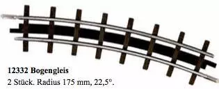 Busch 12332 - 2 Bogengleise R 175 22,5° H0 1:87