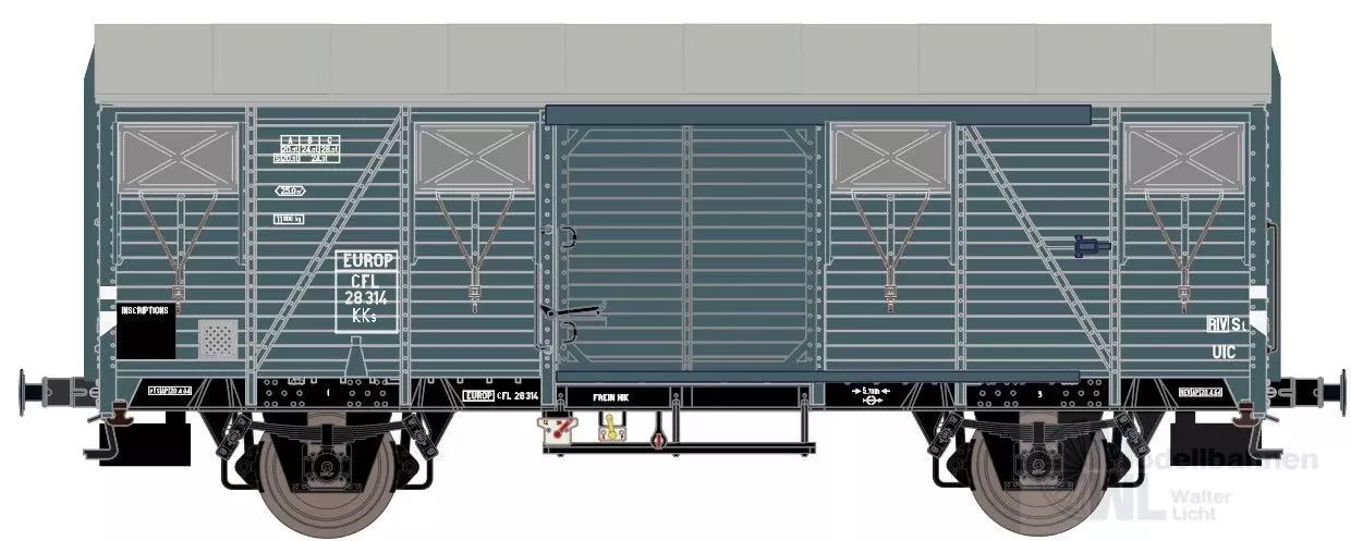 Exact Train 20962 - Güterwagen gedeckt CFL Ep.III Kks H0/GL