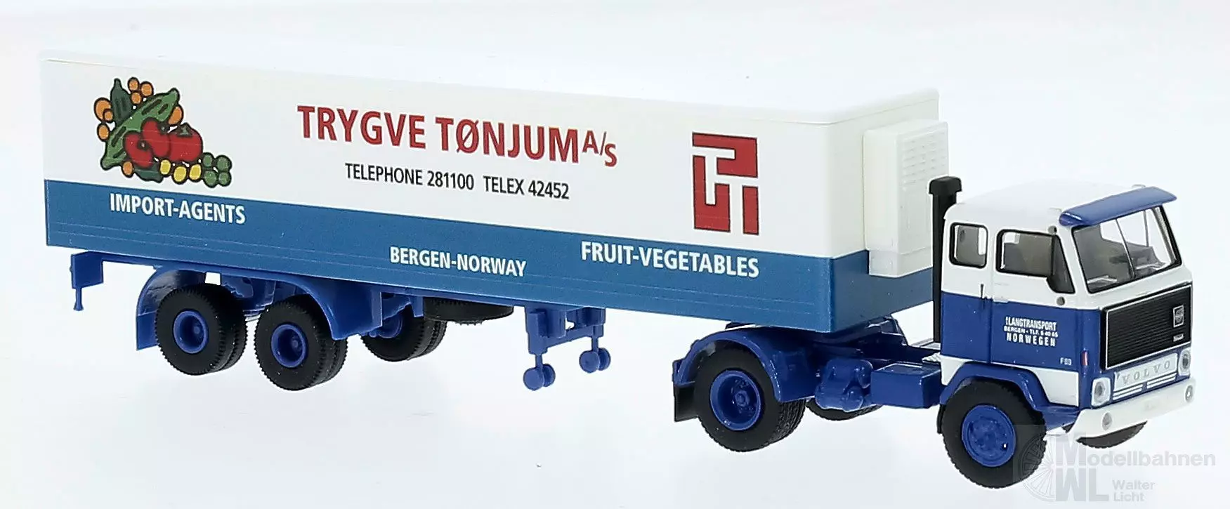 Brekina 85679 - Volvo F89 Koffer-Sattelzug Trigve Tonjum H0 1:87