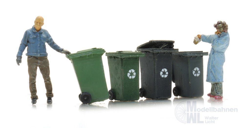 ARTITEC b.v. 387.723 - Vier Mülltonnen H0 1:87 Fertigmodell