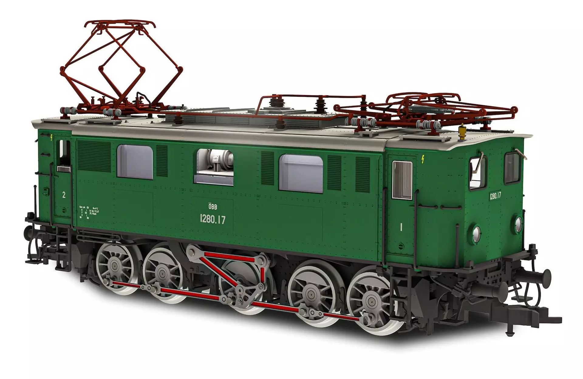 Jägerndorfer Modellbahn 22702 - E-Lok Rh 1280.07 BBÖ Ep.II grün H0/GL Sound