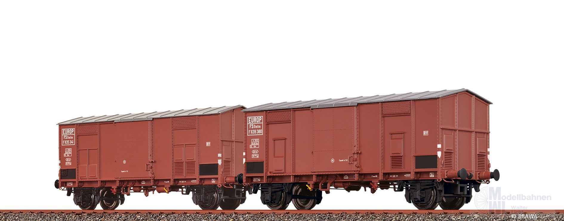 Brawa 48573 - Spitzdachwagen Set FS Ep.III 2.tlg. H0/GL Brawa 48573 - Spitzdachwagen Set FS Ep.III 2.tlg. H0/GL