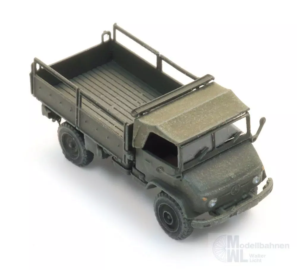ARTITEC b.v. 6160114 - BRD Unimog 404s Pritsche offen gelboliv N 1:160 Fertigmodell