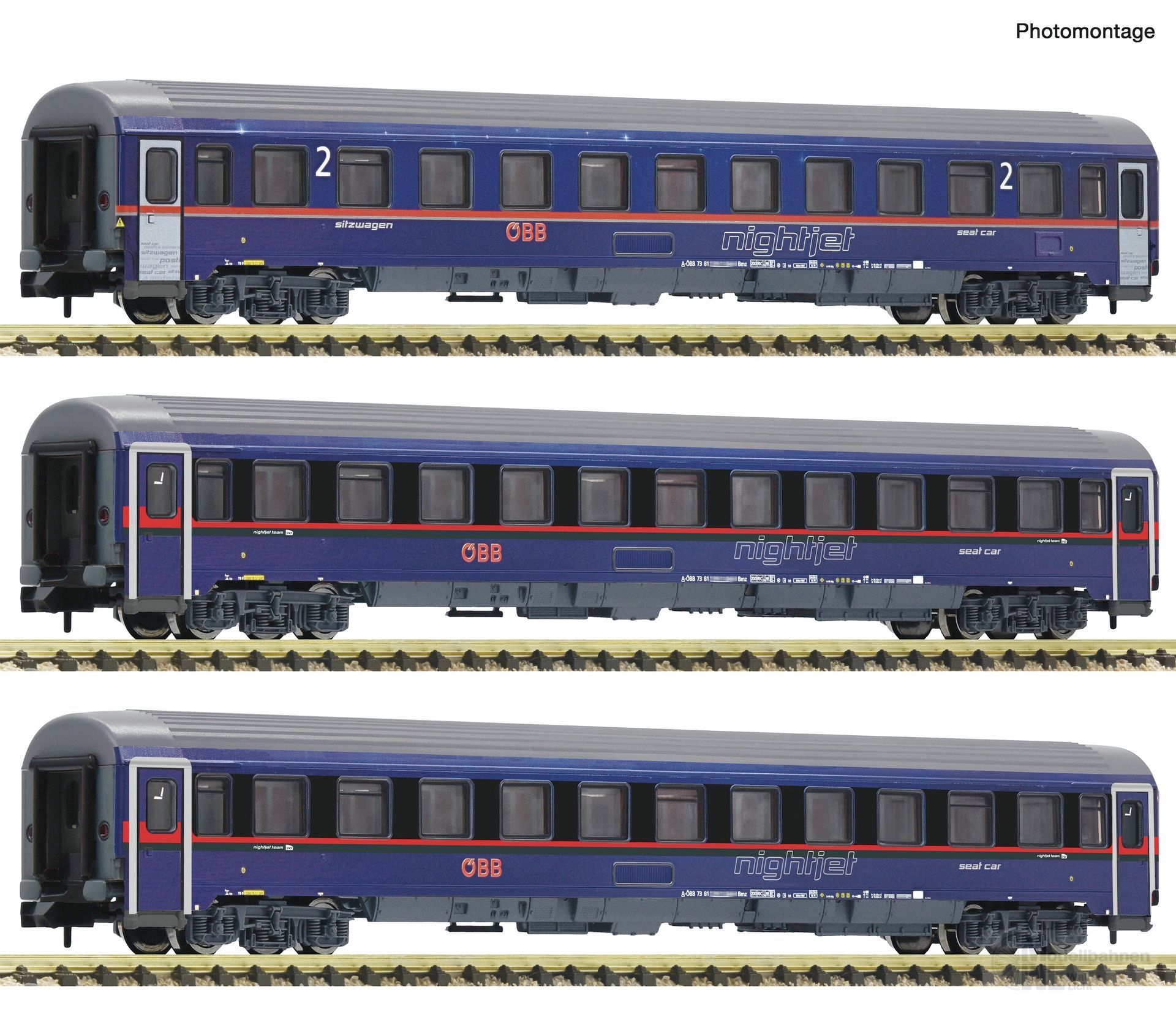 Fleischmann 6260084 - Personenwagen Set ÖBB Ep.VI 3.tlg. Nightjet N 1:160