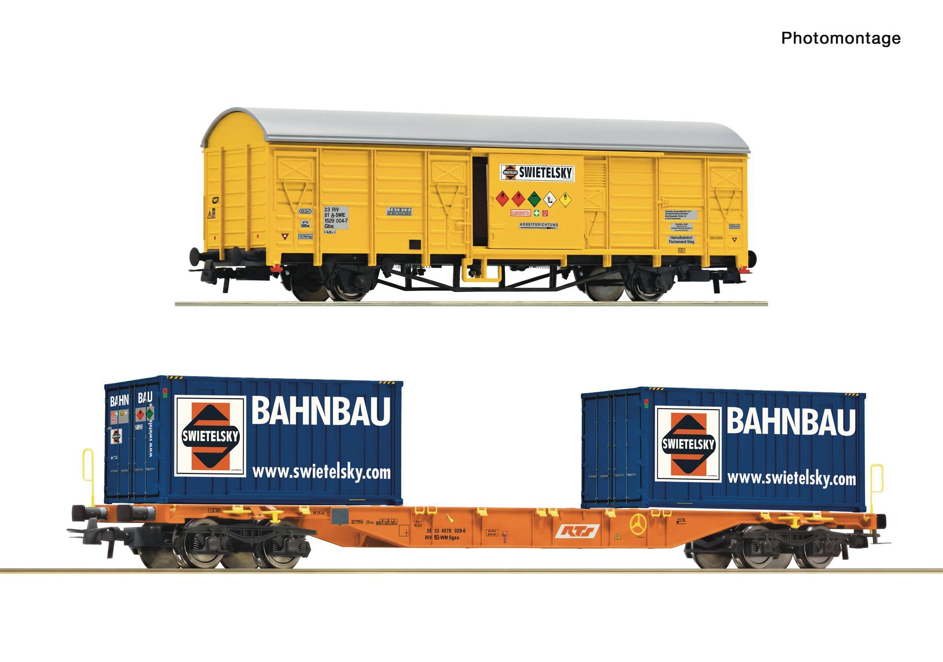 Roco 6600376 - 2er Set Bauzugwagen RTS Swietelsky