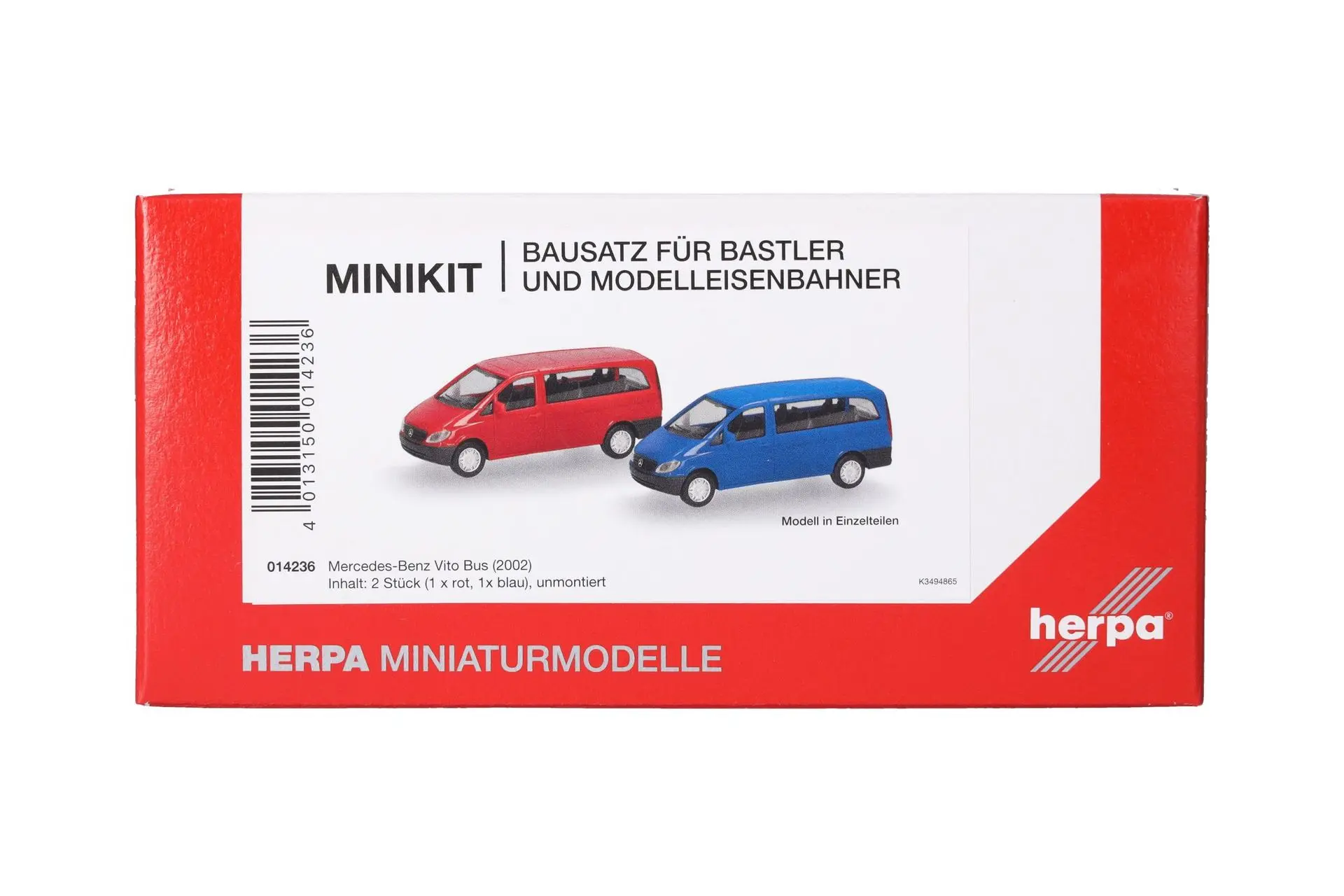 Herpa 014236 - MiKi Mercedes-Benz Vito Bus 2003 rot/blau H0 1:87