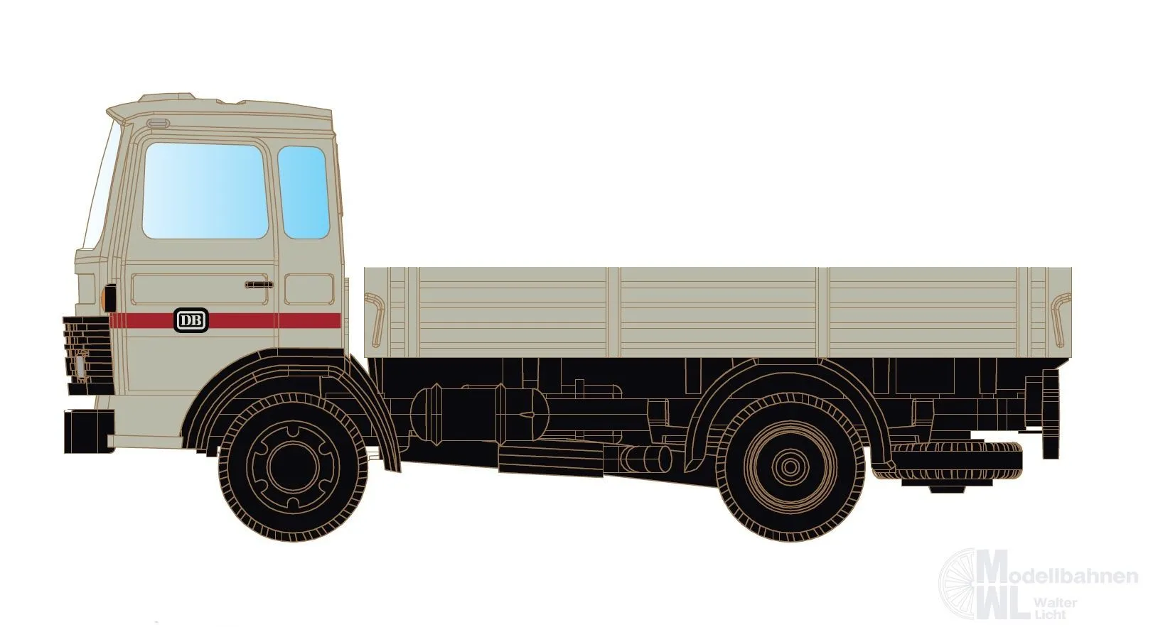 Lemke Minis 4805 - Magirus MK 130M8 mit Pritsche - Deutsche Bundesbahn N 1:160