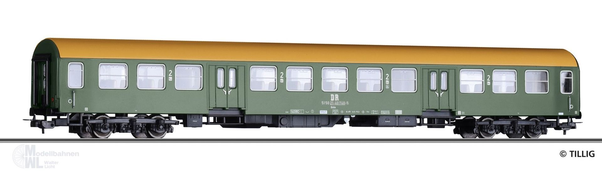 Tillig 75005 - Personenwagen DR Ep.IV Bmh 2.Kl. Bauart Halberstad H0/GL