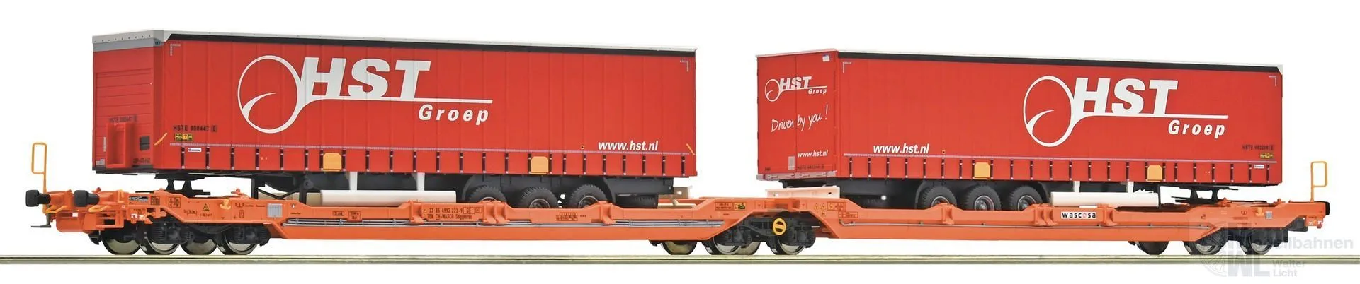 Roco 6600260 - Doppeltaschen-Gelenkwagen WASCOSA 2 Auflieger HST H0/GL