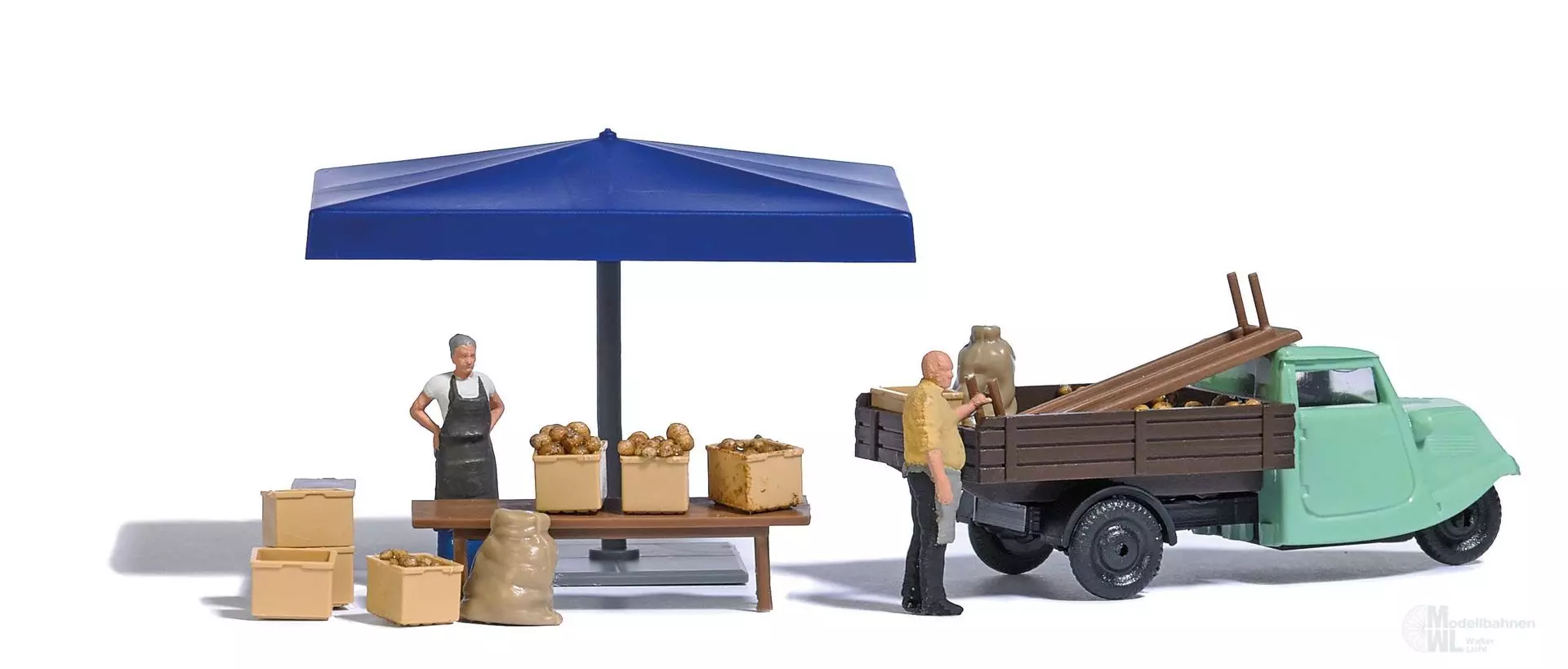 Busch 7914 - A-Set: Marktstand Kartoffeln H0 1:87