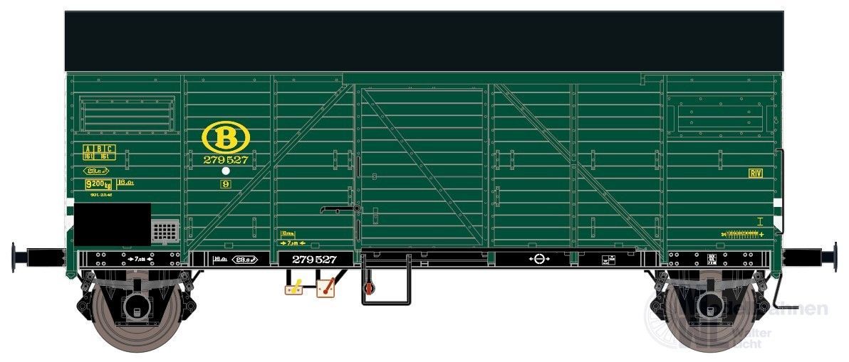 Exact Train 23756 - Güterwagen gedeckt NMBS Ep.III Bremen grün H0/GL
